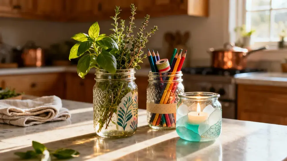 Upcycling glass jars into stylish storage